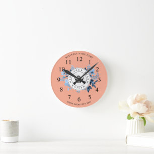 Simple Minimalist Custom Logo & Text Promotional Round Clock