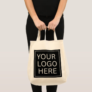 Simple Minimalist Custom Logo & Text Promotional Tote Bag
