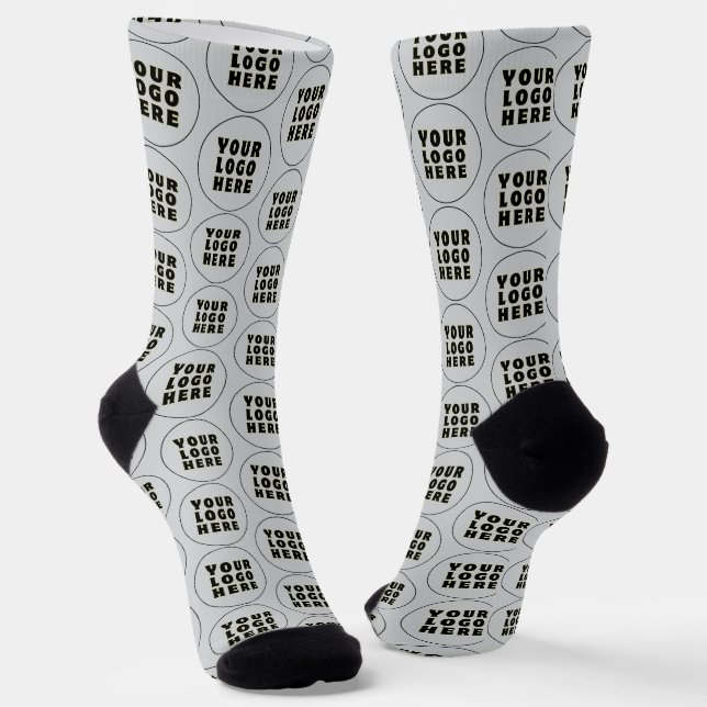 Simple Minimalist Custom Logo & Text   Socks (Angled)