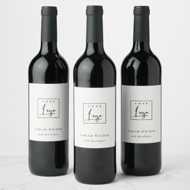 Simple Minimalist Custom Promotional Business Logo Wine Label (Bottles)