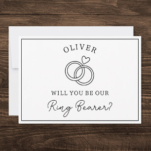Simple Minimalist Custom Ring Bearer Proposal Card