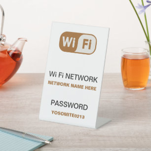 Simple Minimalist Custom Wifi Network Password  Pedestal Sign