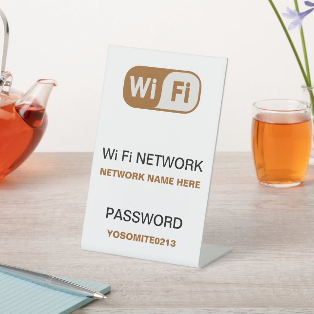 Simple Minimalist Custom Wifi Network Password  Pedestal Sign (In SItu)