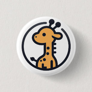 Simple Minimalist Cute Giraffe in a  Circle 3 Cm Round Badge