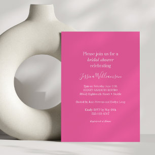 Simple Minimalist Cute Hot Pink Bridal Shower Invitation