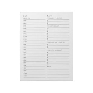 Simple Minimalist Daily To Do List Notepad