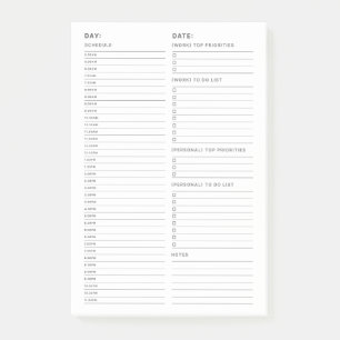 Simple Minimalist Daily To Do List Post-it Notes