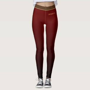 Simple Minimalist DARK RED to BLACK Ombre Gradient Leggings