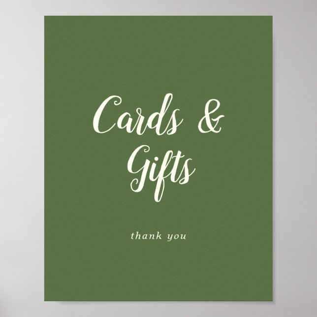 Simple Minimalist|Dark Sage Cards and Gifts Sign (Front)
