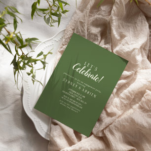 Simple Minimalist Dark Sage Let's Celebrate Party Invitation