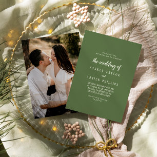 Simple Minimalist Dark Sage Photo The Wedding Of Invitation