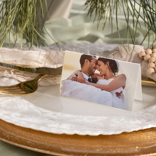 Simple Minimalist Dark Sage Photo Wedding Thank You Card