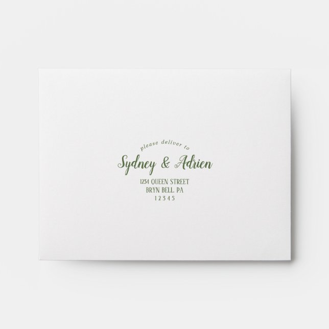 Simple Minimalist|Dark Sage Self-Addressed RSVP Envelope (Front)