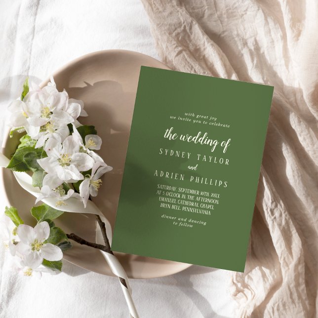 Simple Minimalist|Dark Sage The Wedding Of Invitation (Creator Uploaded)