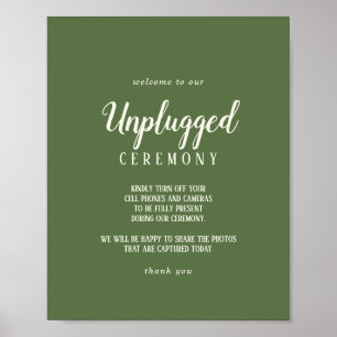 Simple Minimalist Dark Sage Unplugged Ceremony  Poster