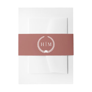 Simple Minimalist Deep Terracotta Monogram Invitation Belly Band