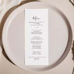 Simple Minimalist Dinner Menu<br><div class="desc">This simple minimalist dinner menu card is perfect for a modern wedding. The simple and elegant design features classic and fancy script typography in black and white.
This menu can be used for a wedding reception,  rehearsal dinner,  bridal shower or any event.</div>