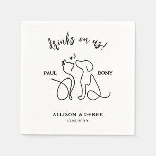 Simple Minimalist Dog Cat Name Pet Wedding Napkin