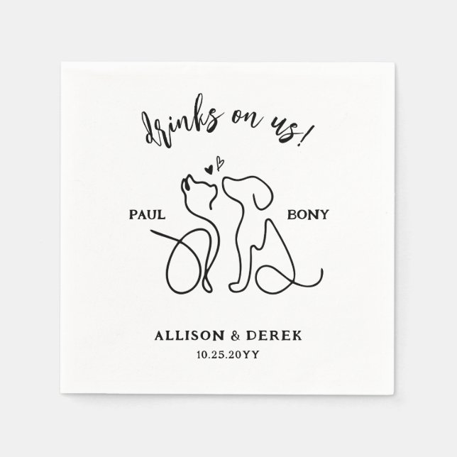 Simple Minimalist Dog Cat Name Pet Wedding Napkin (Front)
