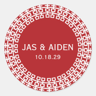 Simple Minimalist Double Happiness Chinese Wedding Classic Round Sticker