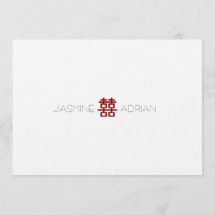 Simple Minimalist Double Happiness Chinese Wedding Invitation