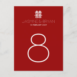 Simple Minimalist Double Happiness Chinese Wedding Postcard