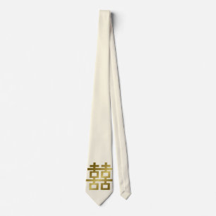 Simple Minimalist Double Happiness Chinese Wedding Tie