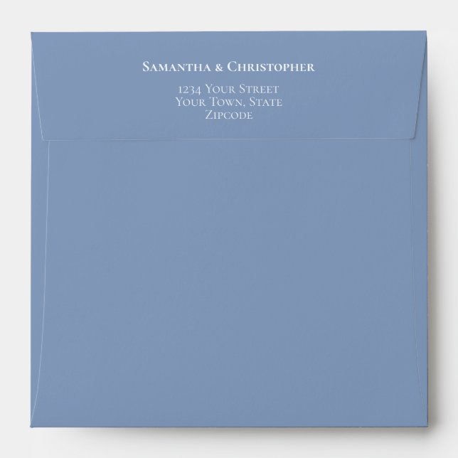 Simple Minimalist Dusty Blue Square Wedding Envelope (Back (Top Flap))