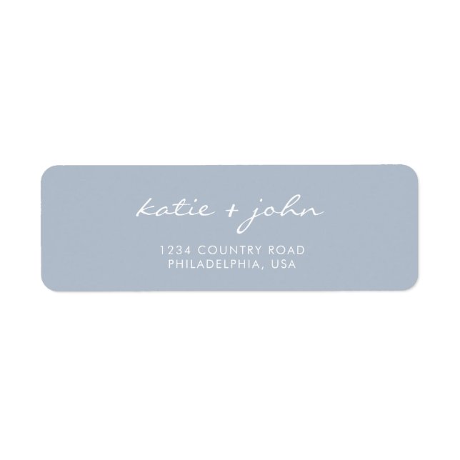 Simple Minimalist Dusty Blue Wedding Address (Front)