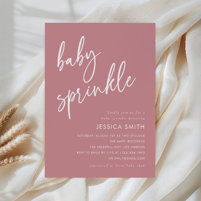 Simple Minimalist Dusty Rose Baby Sprinkle Invitation (Creator Uploaded)