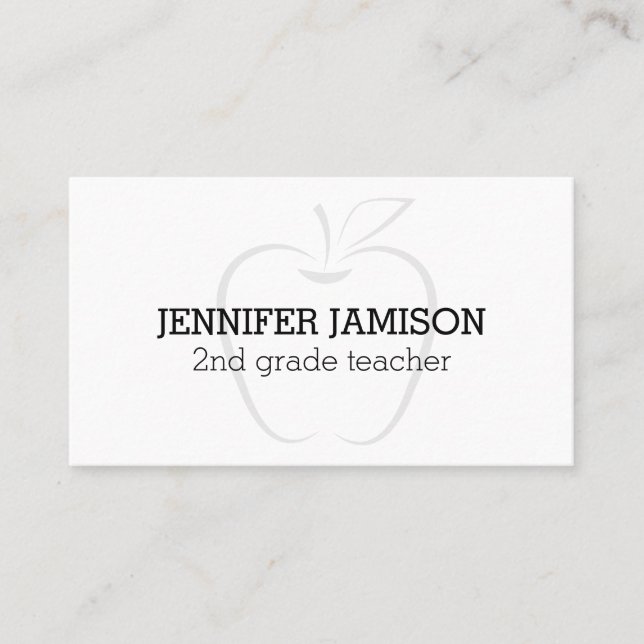Simple Minimalist Elegant Black and White Teacher Business Card (Front)