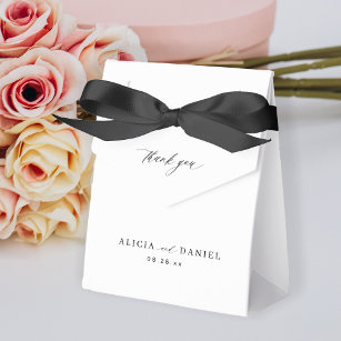 Simple minimalist elegant black and white wedding favour box