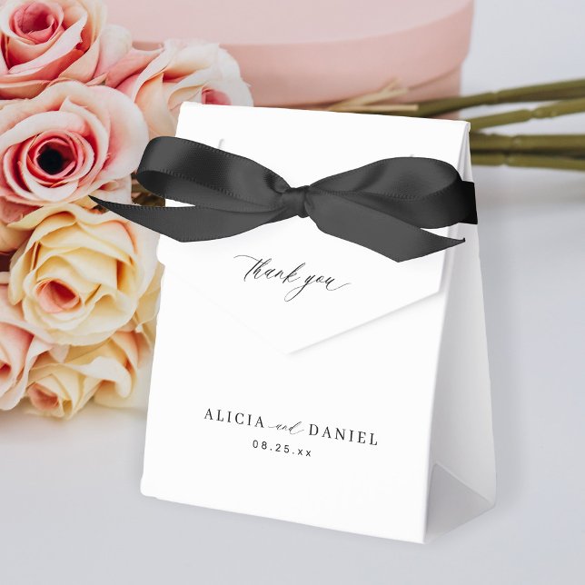Simple minimalist elegant black and white wedding favour box (Creator Uploaded)
