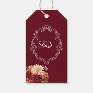 Simple Minimalist elegant burgundy monogram Gift Tags