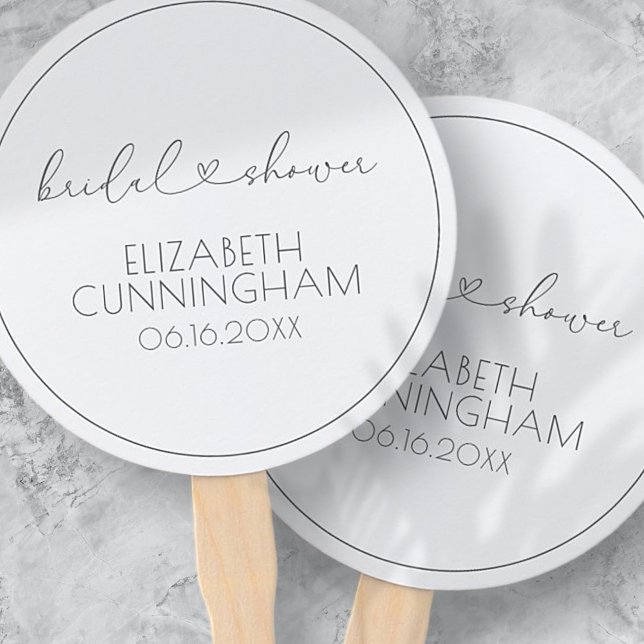 Simple Minimalist Elegant Chic Heart Bridal Shower Hand Fan (Creator Uploaded)
