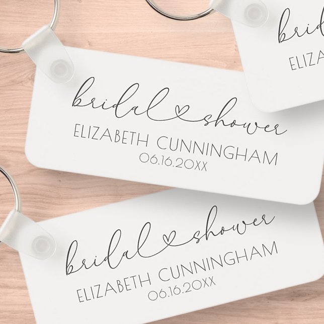 Simple Minimalist Elegant Chic Heart Bridal Shower Key Ring (Creator Uploaded)