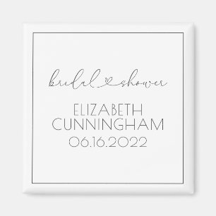 Simple Minimalist Elegant Chic Heart Bridal Shower Magnet