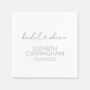 Simple Minimalist Elegant Chic Heart Bridal Shower Napkin