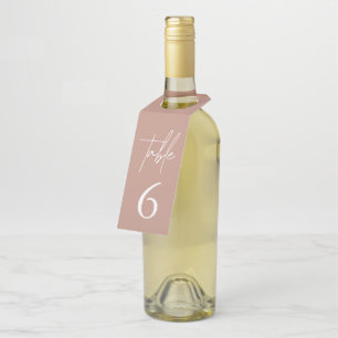 Simple Minimalist Elegant Dusty Rose Table Number Bottle Tag