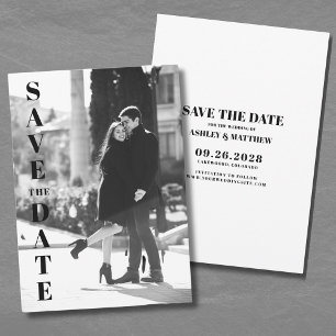 Simple Minimalist Elegant Full Photo Save The Date Invitation