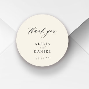Simple minimalist elegant ivory wedding favour classic round sticker