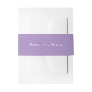 Simple Minimalist Elegant Lavender Text Wedding Invitation Belly Band