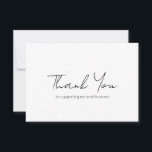 Simple Minimalist Elegant Modern Business Thank You Card<br><div class="desc">Modern black and white business thank you card featuring a simple and minimalist layout with "Thank You" on the front in an elegant script typography. The back has your personal message along with your QR code and social media icons. This professional thank you card is great for any small business....</div>