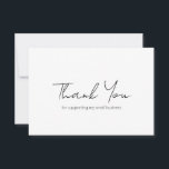 Simple Minimalist Elegant Modern Business Thank You Card<br><div class="desc">Modern black and white business thank you card featuring a simple and minimalist layout with "Thank You" on the front in an elegant script typography. The back has your personal message along with your QR code and social media icons. This professional thank you card is great for any small business....</div>