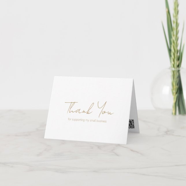 Simple Minimalist Elegant Modern Gold Business Thank You Card (Front)