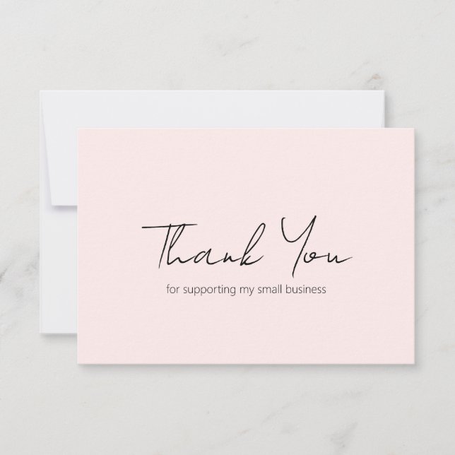 Simple Minimalist Elegant Modern Pink Business Thank You Card (Front)