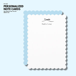 Simple Minimalist Elegant Pale Blue Scalloped Edge Card