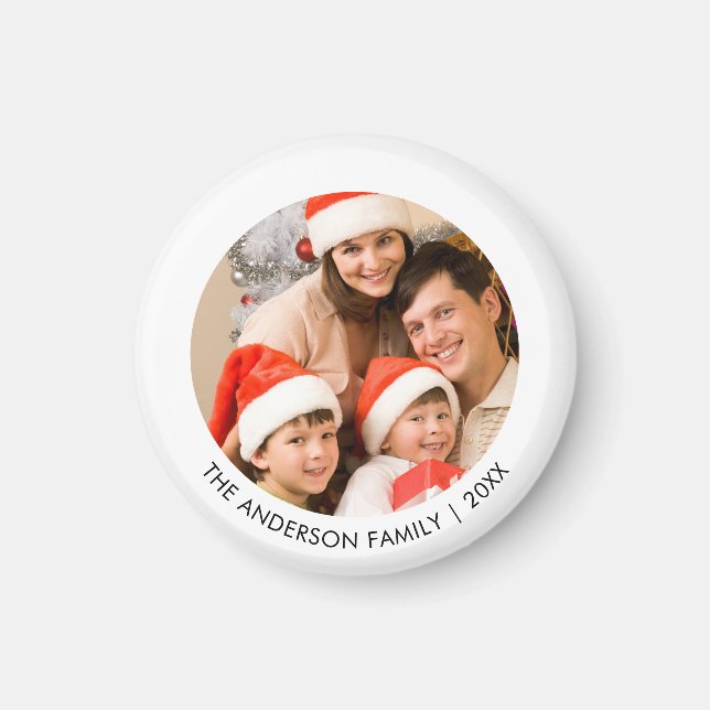 Simple Minimalist Elegant Photo White Christmas Magnet (Front)