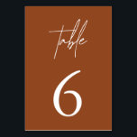 Simple Minimalist Elegant Terracotta Table Number<br><div class="desc">Help your guests find their way with these double sided table number cards. Design features an handwritten font and modern minimalist design. To change table number, click «Personalise». Designed to coordinate with for the «AURORA» Wedding Invitation Collection. View the collection link on this page to see all of the matching...</div>