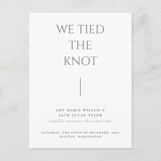 Simple Minimalist Elegant Wedding Announcement Postcard (Front)